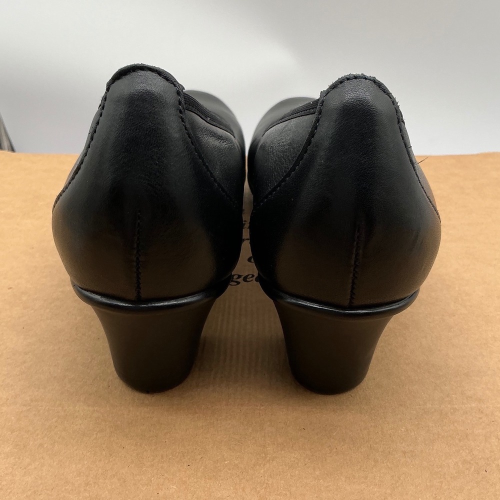 SAS Womens Black Leather Comfort Pumps Low Block Heel Made in USA Round Toe 7N - Picture 6 of 10